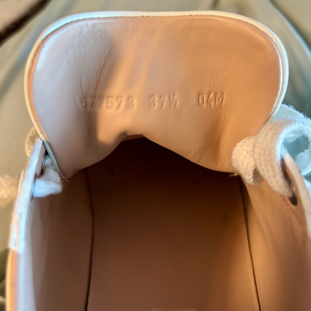 Gucci Ace Bee Platform Embroidered White Leather Women Sneakers 37.5/7.5 Italy - Picture 5 of 5